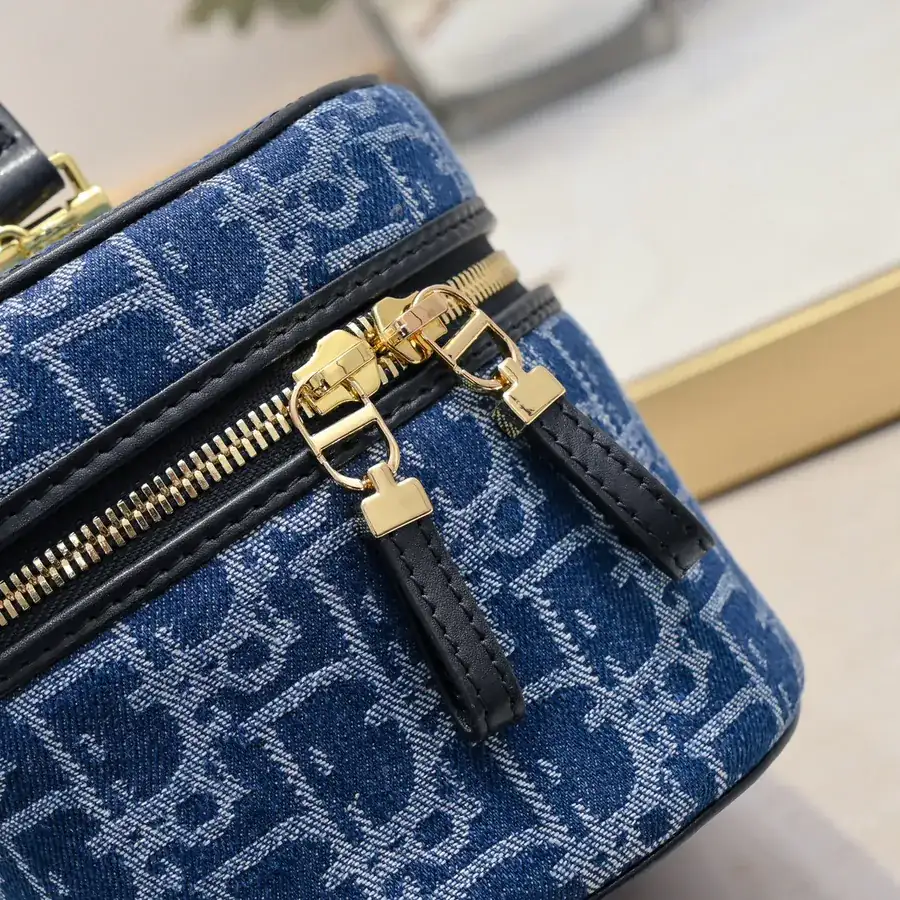 Dior 30 Montaigne Mini Vanity Bag Blue Oblique Print