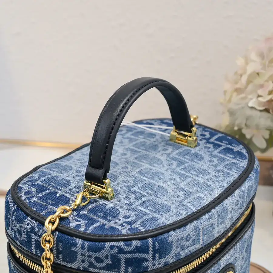 Dior 30 Montaigne Mini Vanity Bag Blue Oblique Print