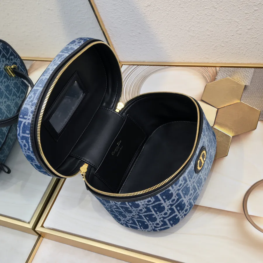 Dior 30 Montaigne Mini Vanity Bag Blue Oblique Print