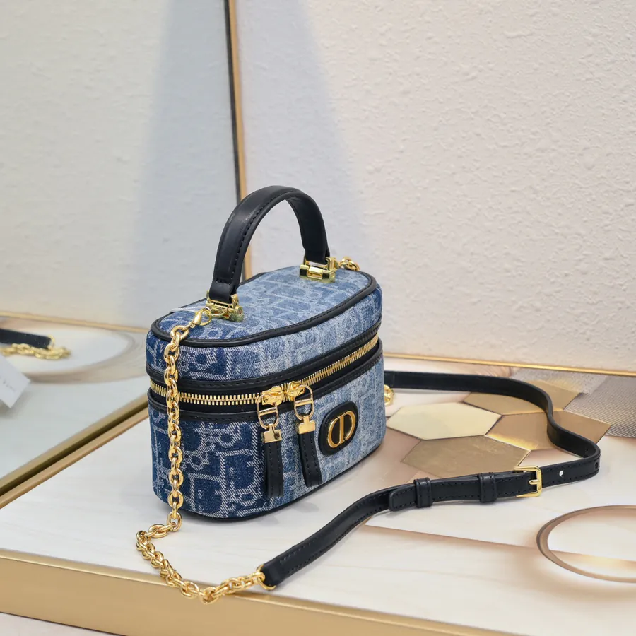 Dior 30 Montaigne Mini Vanity Handbag in Denim