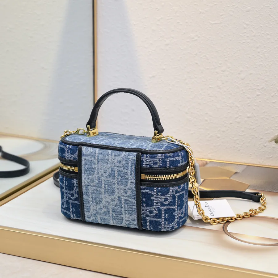 Dior 30 Montaigne Mini Vanity Handbag in Denim