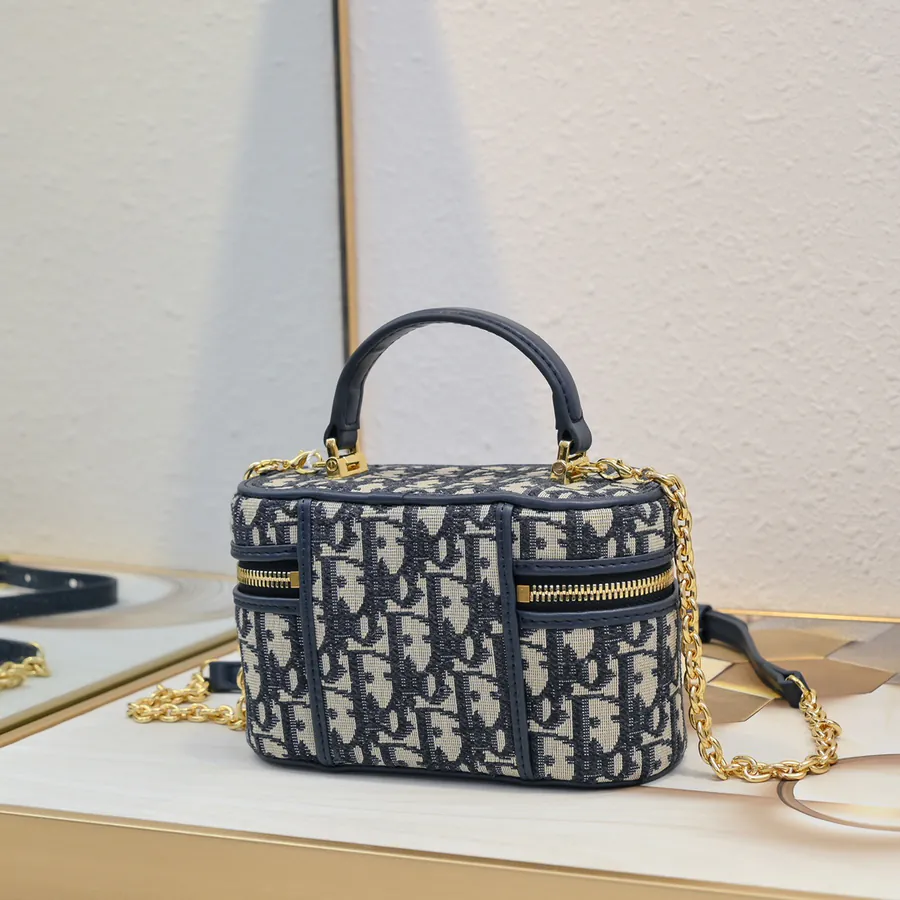Dior 30 Montaigne Mini Vanity Bag Blue Oblique Print