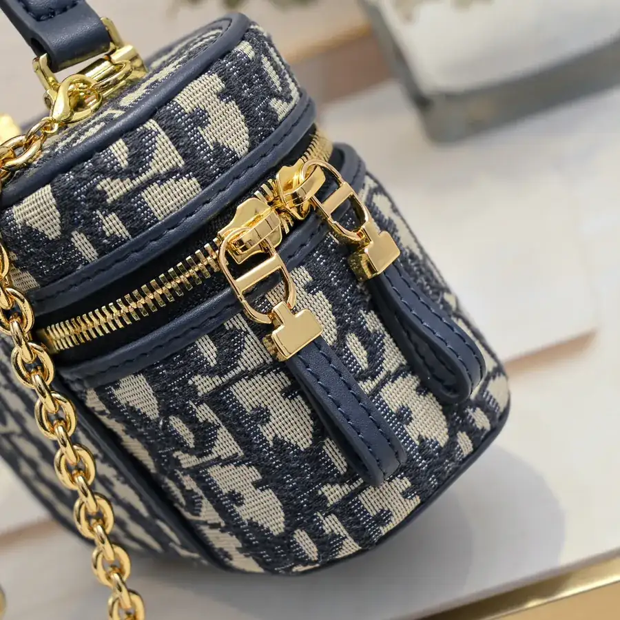 Dior 30 Montaigne Mini Vanity Bag Blue Oblique Print