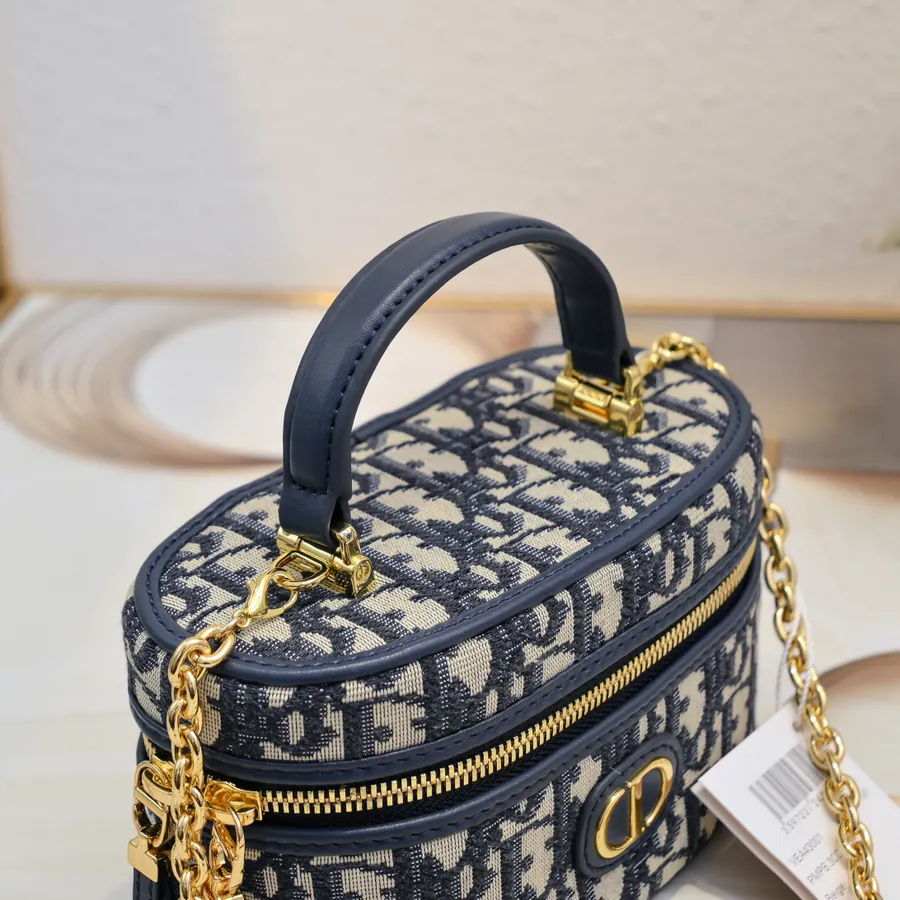 Dior 30 Montaigne Mini Vanity Bag Blue Oblique Print