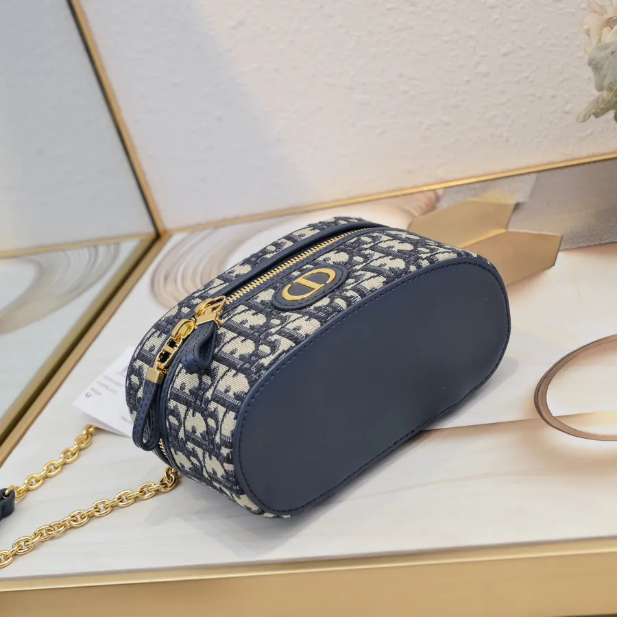 Dior 30 Montaigne Mini Vanity Bag Blue Oblique Print