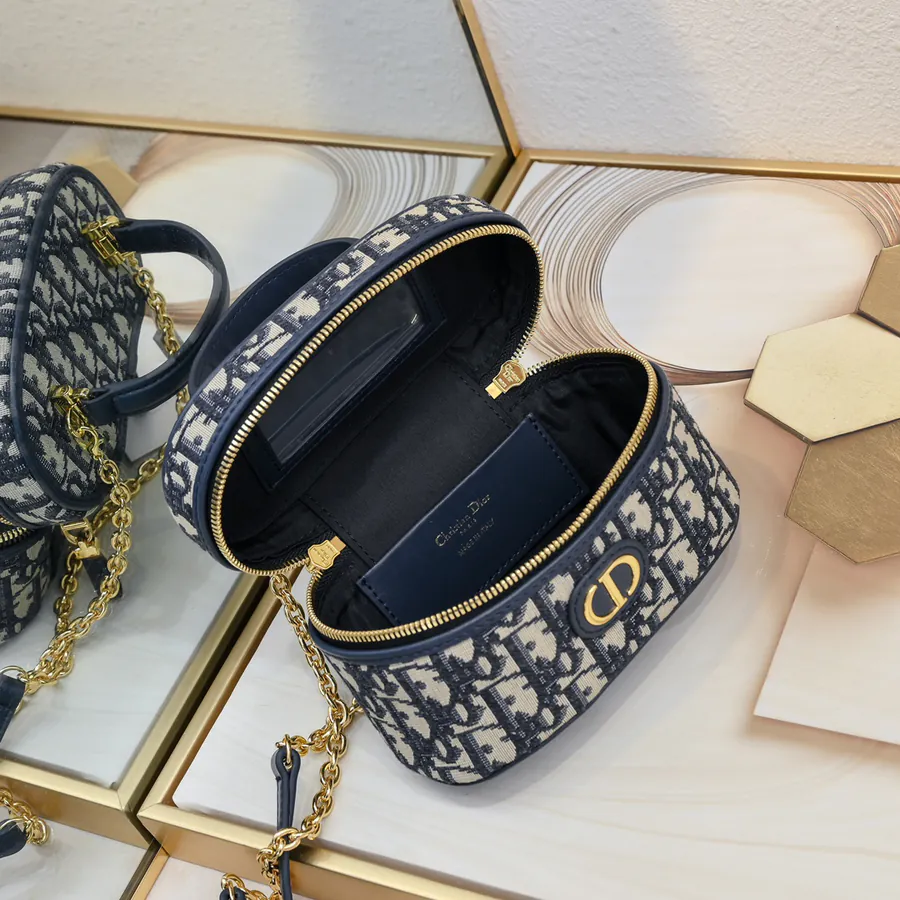 Dior 30 Montaigne Mini Vanity Bag Blue Oblique Print