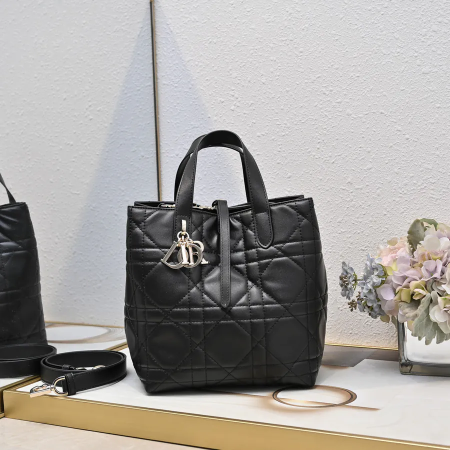 Toujours Vertical Large Bucket Bag with Grained Calfskin