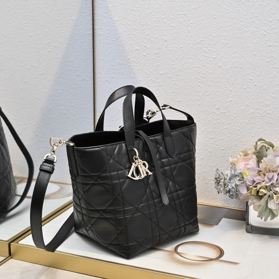 Toujours Vertical Large Bucket Bag with Grained Calfskin