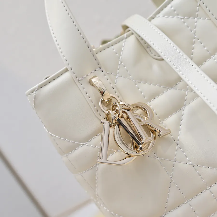 Toujours Vertical Mini Tote with Grained Calfskin