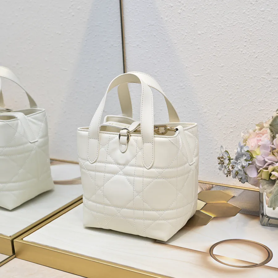 Toujours Vertical Mini Tote with Grained Calfskin