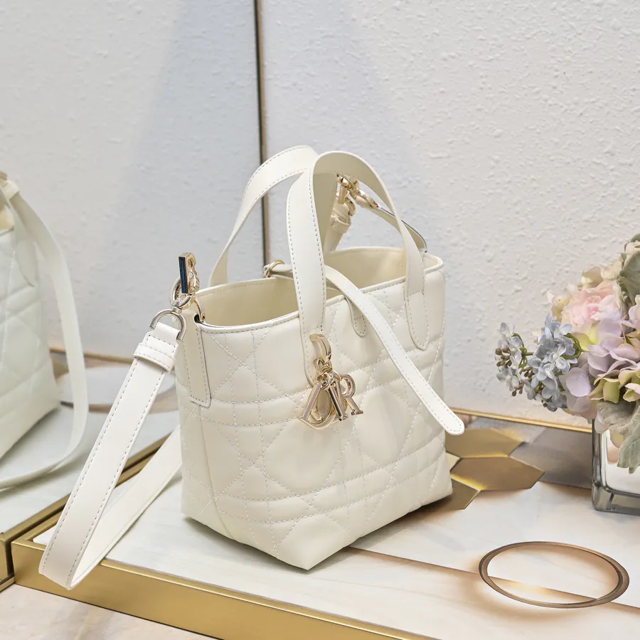 Toujours Vertical Mini Tote with Grained Calfskin