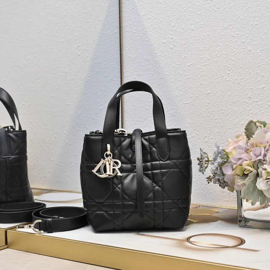 Toujours Vertical Mini Bucket Bag with Grained Calfskin