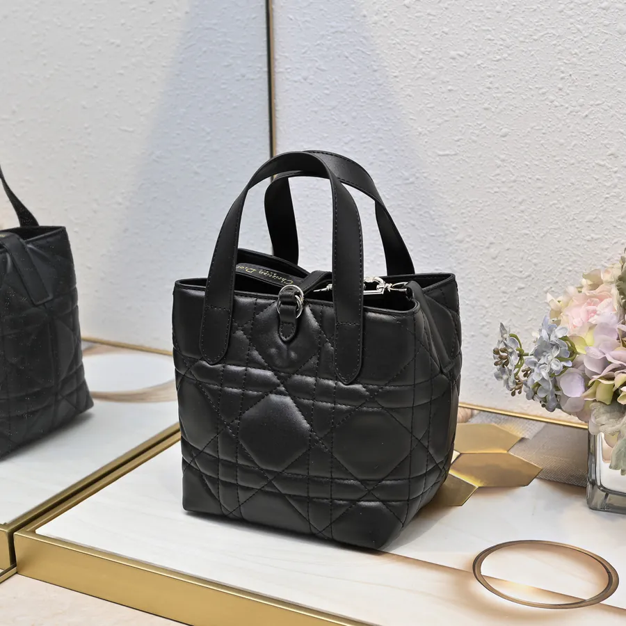 Toujours Vertical Mini Bucket Bag with Grained Calfskin