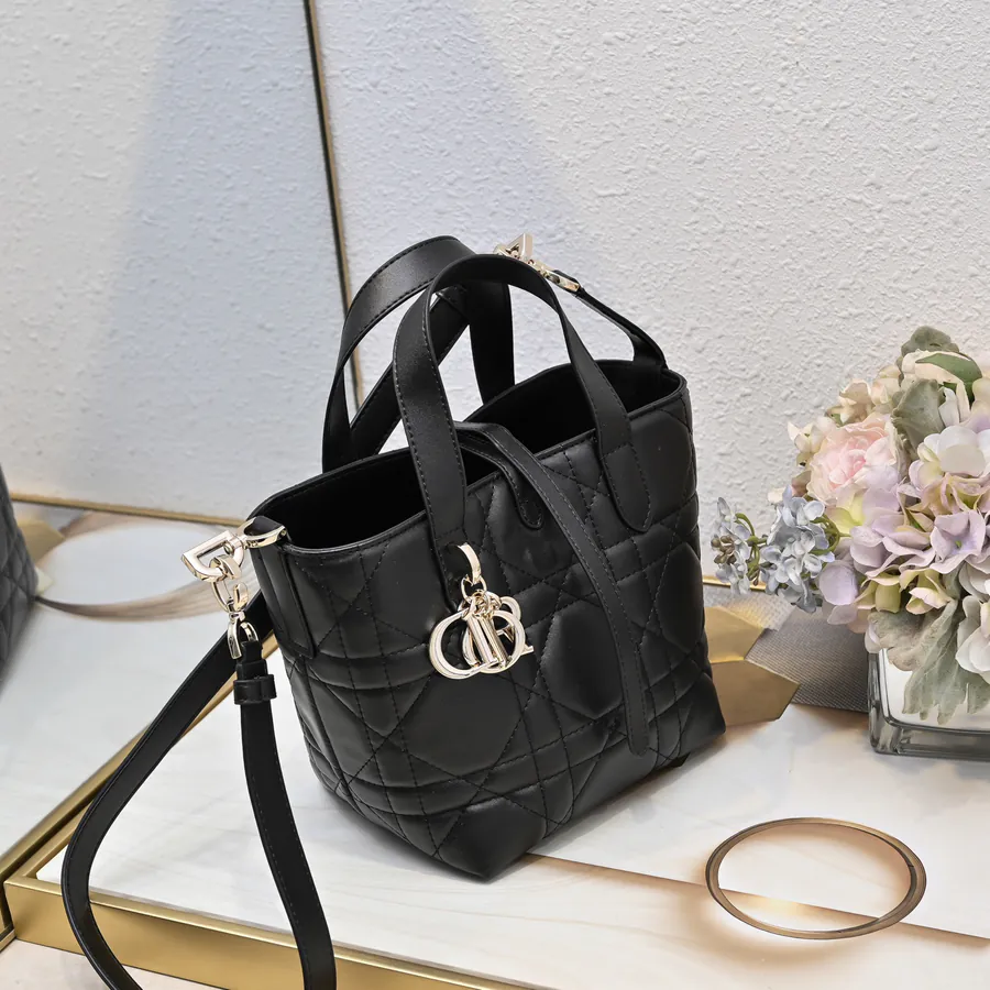 Toujours Vertical Mini Bucket Bag with Grained Calfskin