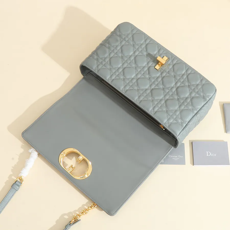 Caro Handbag Large Size, Grained Calfskin