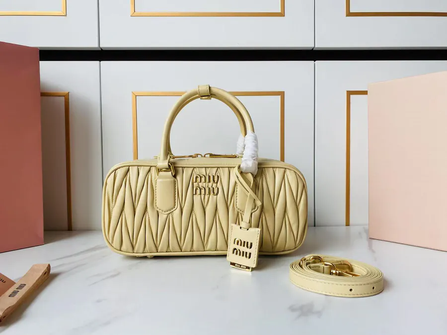 Arcadie Matelasse Leather Bucket Bag Gold Pot Marigold
