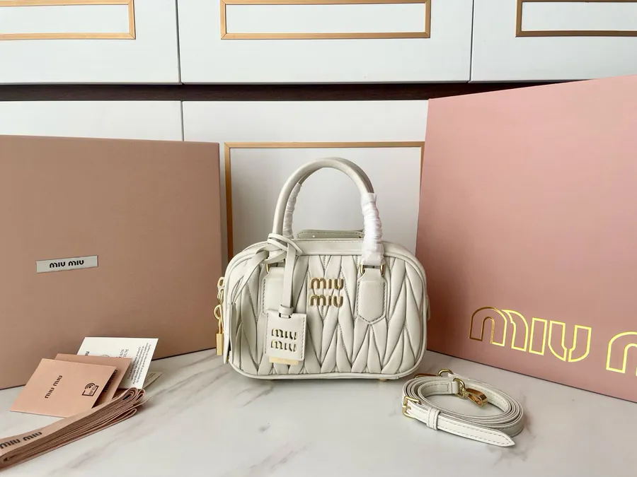 Arcadie Matelasse Mini Tote Bag Cream Leather