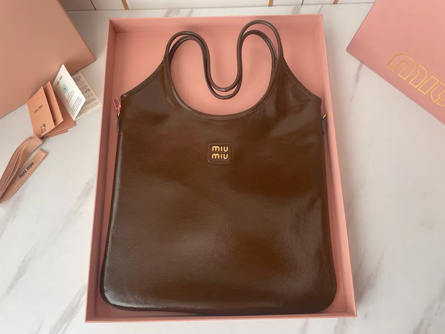 Ivy Naplak Glossy Sheepskin Tote Bag Classic Style