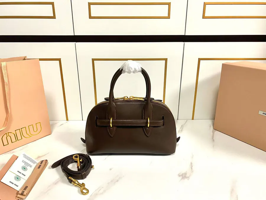 Miu Aventure Nappa Leather Tote with Adjustable Strap