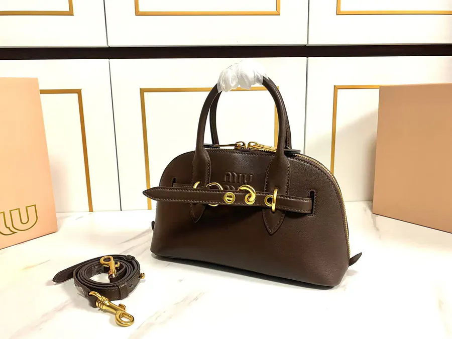 Miu Aventure Nappa Leather Tote with Adjustable Strap