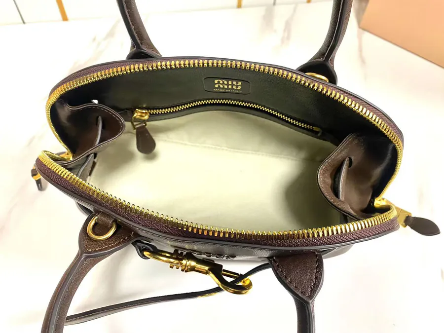Miu Aventure Nappa Leather Tote with Adjustable Strap