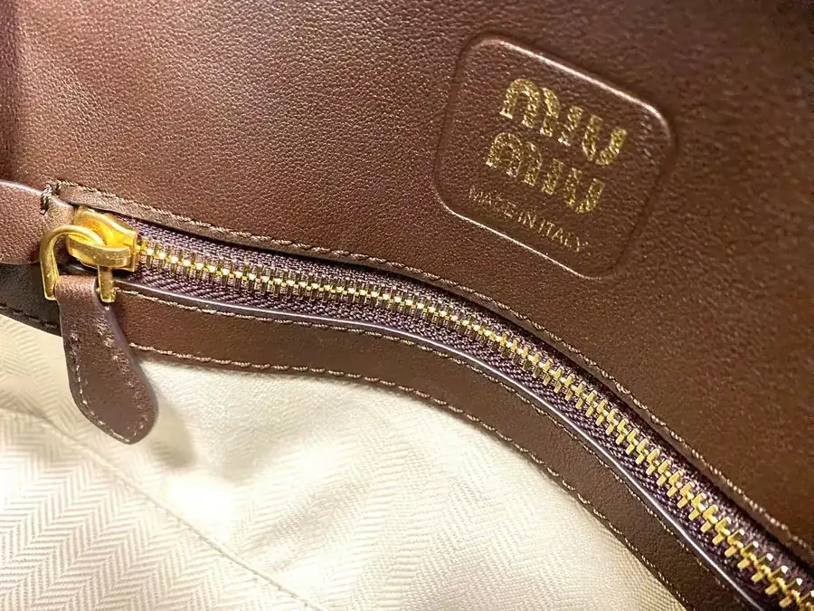 Miu Aventure Nappa Leather Tote with Adjustable Strap