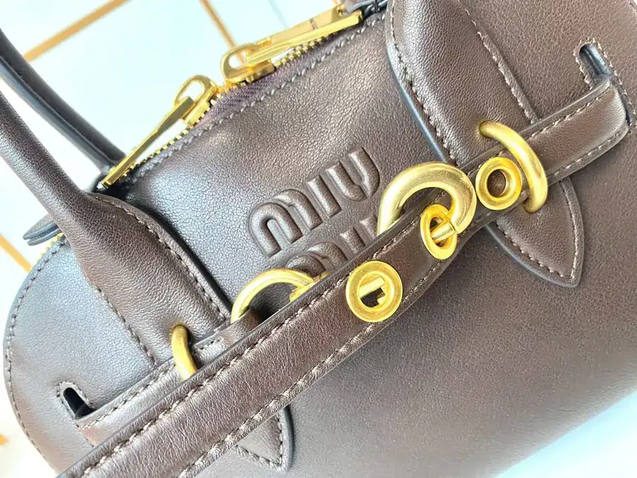 Miu Aventure Nappa Leather Tote with Adjustable Strap