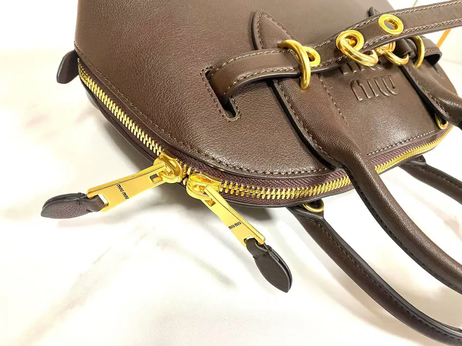 Miu Aventure Nappa Leather Tote with Adjustable Strap