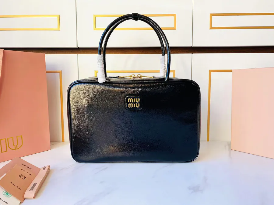Miu New Briefcase with Bold Design and Ice Cracked Texture
