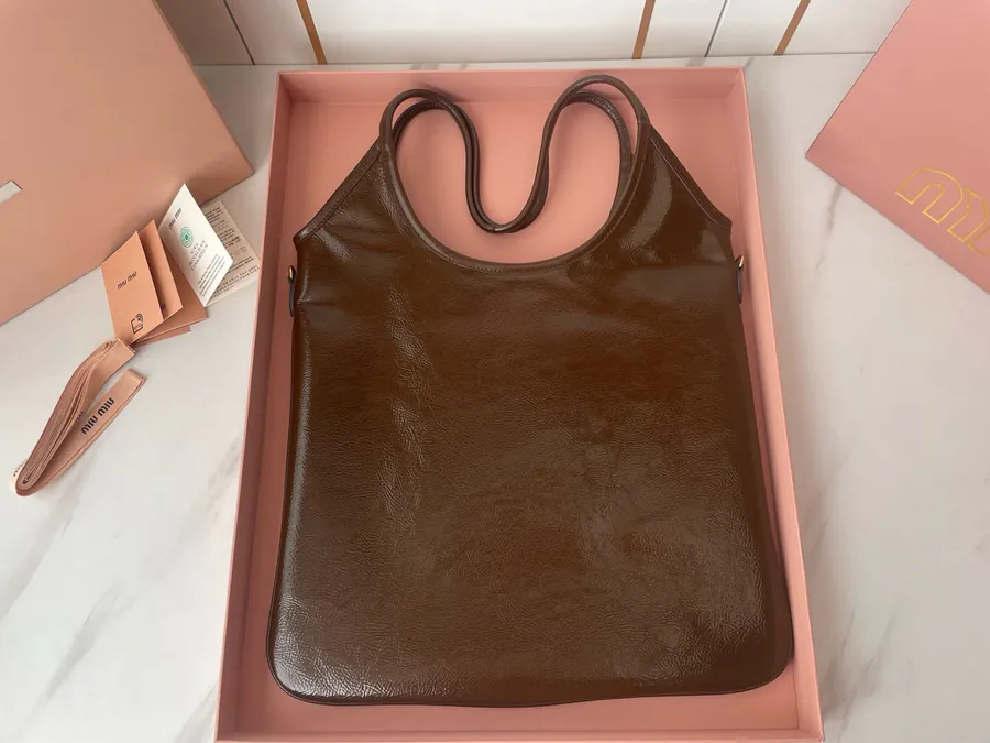Ivy Naplak Glossy Sheepskin Tote Bag Classic Style