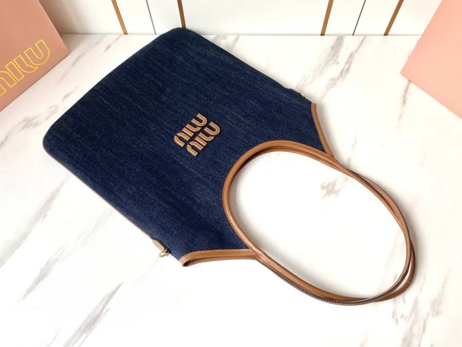Miu New Issey Miyake Limited Tote Bag with Grained Calfskin