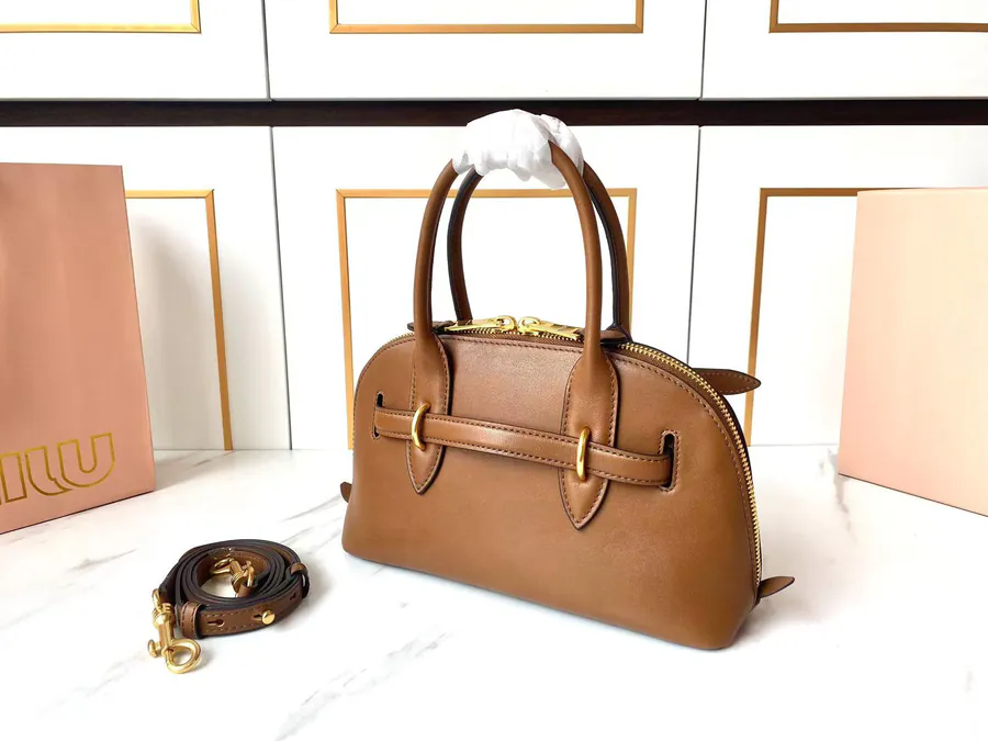 Miu Aventure Nappa Leather Tote with Adjustable Strap