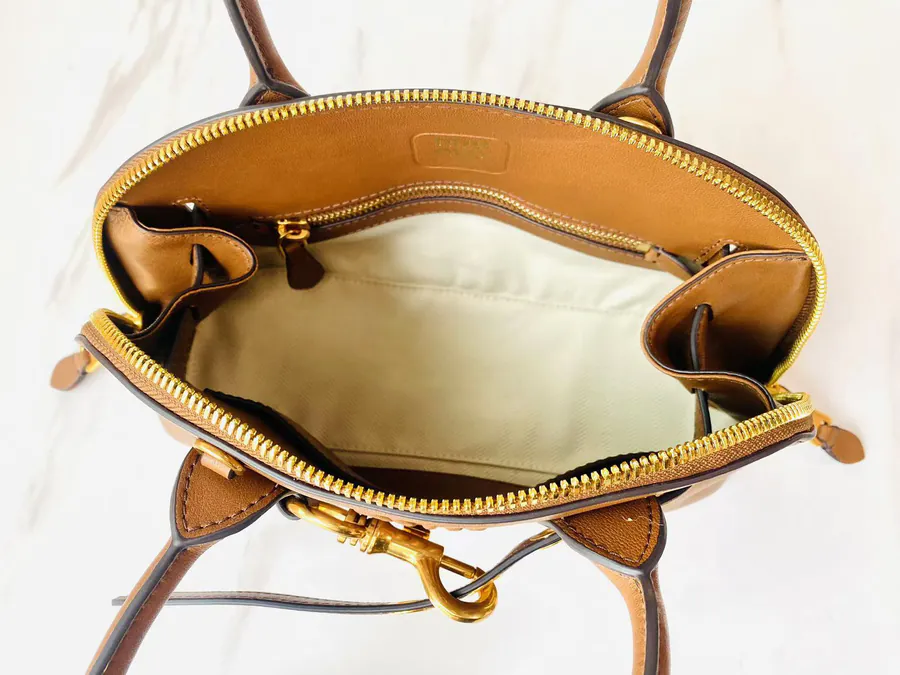 Miu Aventure Nappa Leather Tote with Adjustable Strap