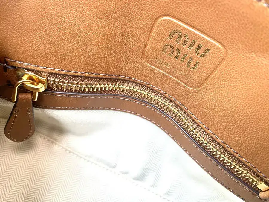 Miu Aventure Nappa Leather Tote with Adjustable Strap