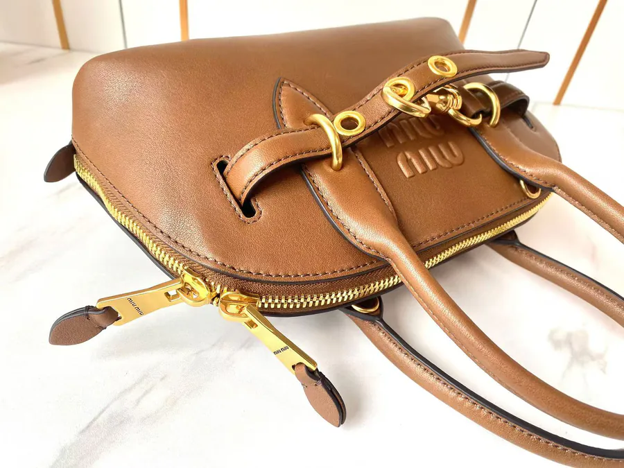 Miu Aventure Nappa Leather Tote with Adjustable Strap