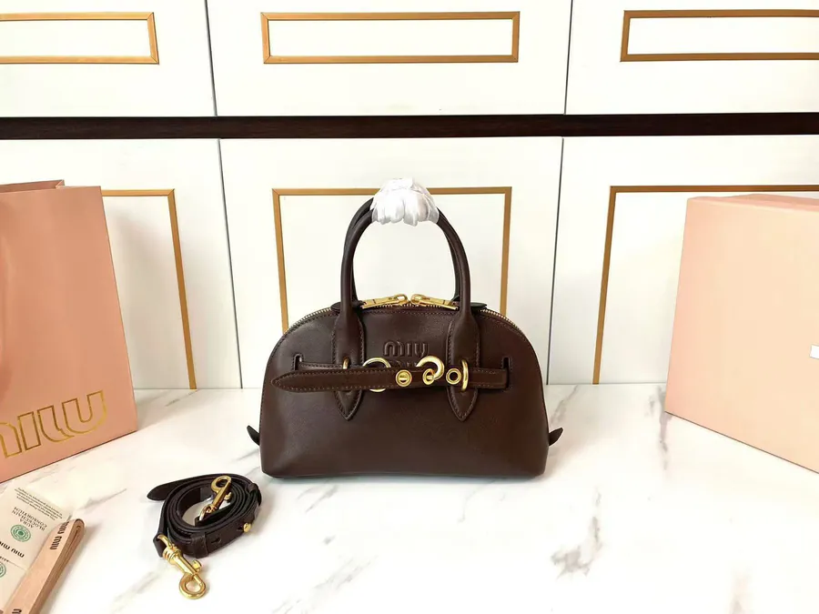 Miu Aventure Nappa Leather Tote with Adjustable Strap