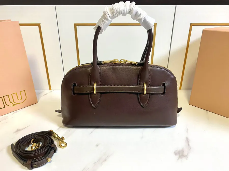 Miu New Arrival Bowling Bag with Vintage Nappa Leather
