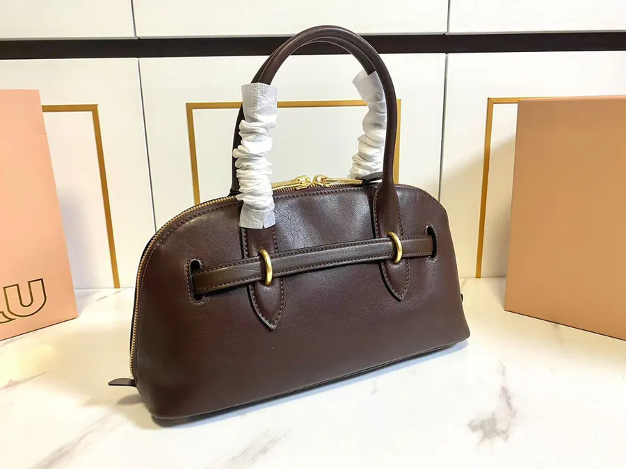 Miu New Arrival Bowling Bag with Vintage Nappa Leather