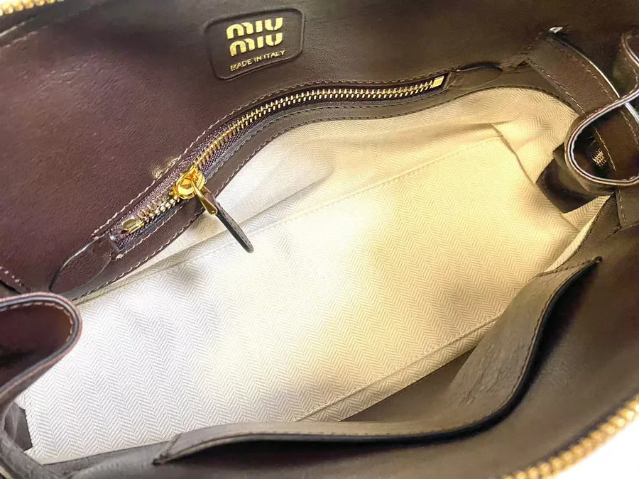Miu New Arrival Bowling Bag with Vintage Nappa Leather