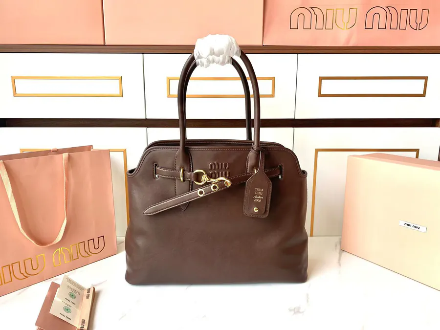 Miu Ladies Nappa Sheepskin Tote Bag with Handle