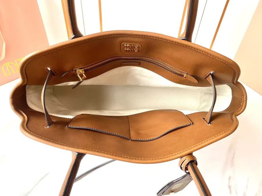 Miu Ladies Nappa Leather Tote Bag with Handle