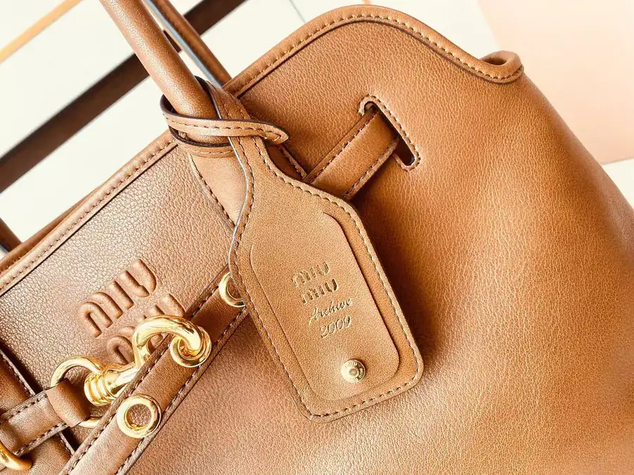 Miu Ladies Nappa Leather Tote Bag with Handle
