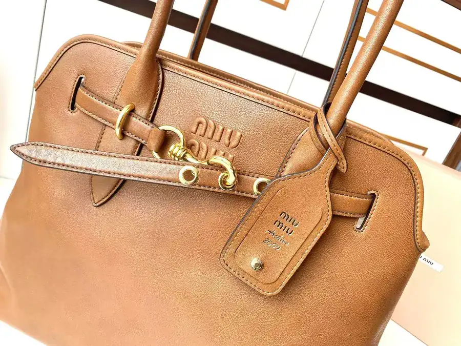 Miu Ladies Nappa Leather Tote Bag with Handle