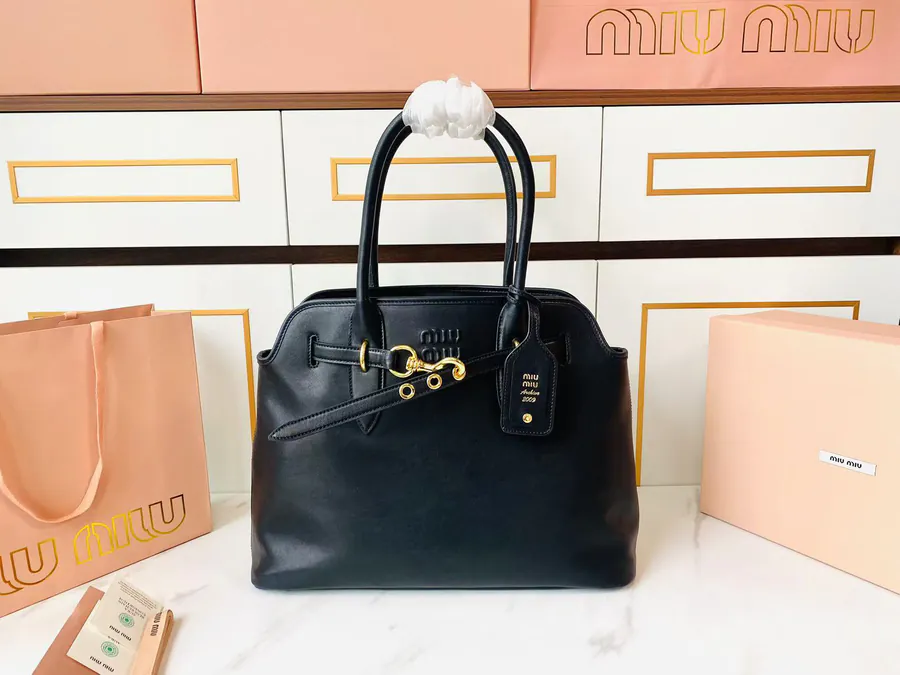 Miu Ladies Nappa Leather Tote Bag Classic Design with Modern Twist