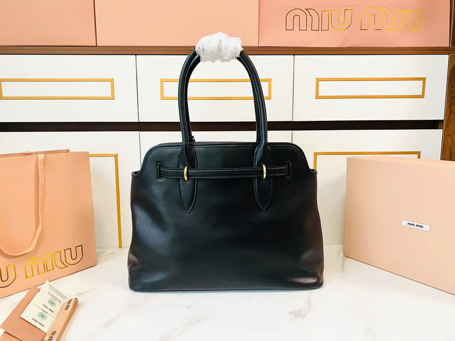 Miu Ladies Nappa Leather Tote Bag Classic Design with Modern Twist