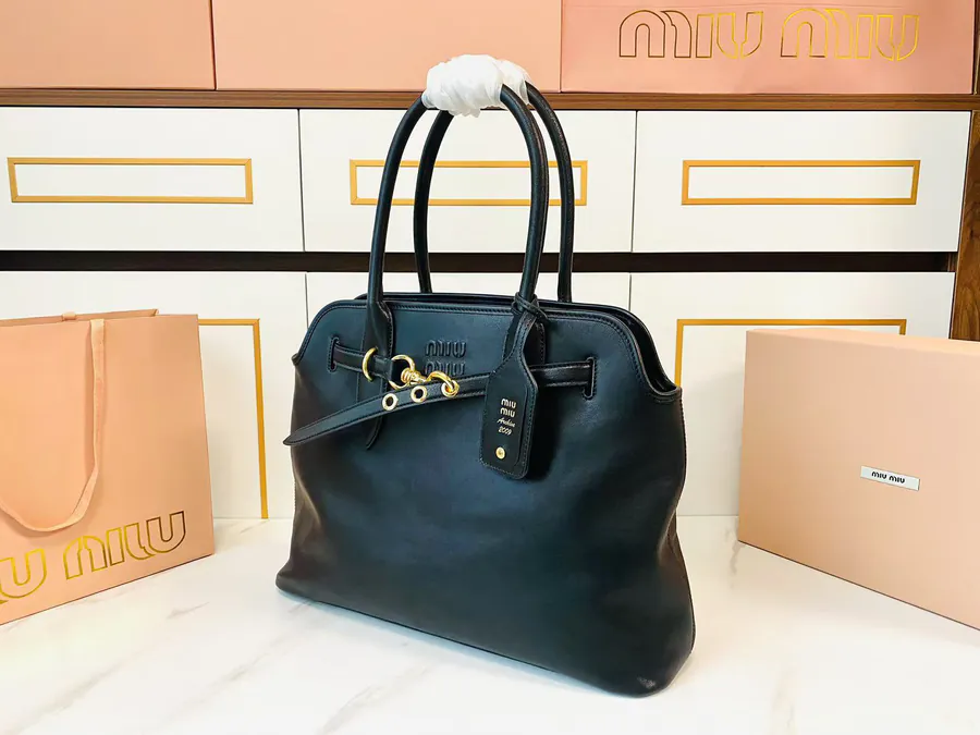 Miu Ladies Nappa Leather Tote Bag Classic Design with Modern Twist