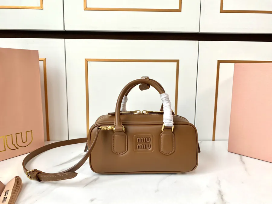 Miu New Bowling Bag in Grained Calfskin