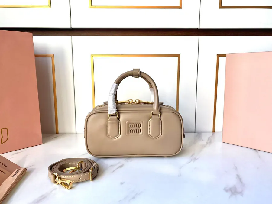 Miu New Bowling Bag in Grained Calfskin