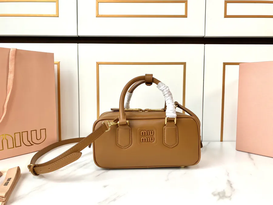 Miu New Bowling Bag in Grained Calfskin