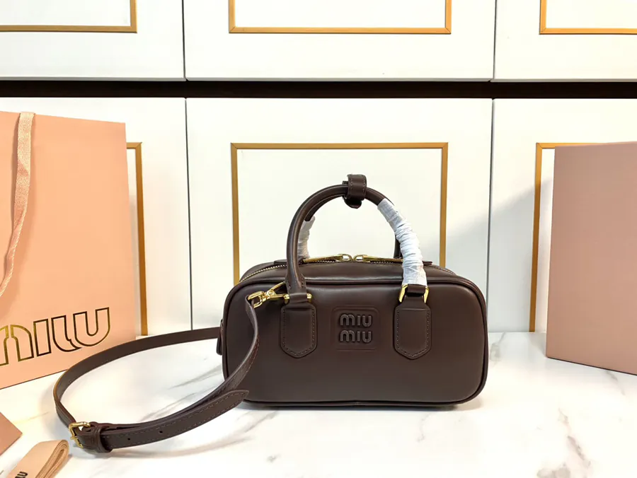 Miu New Bowling Bag in Grained Calfskin